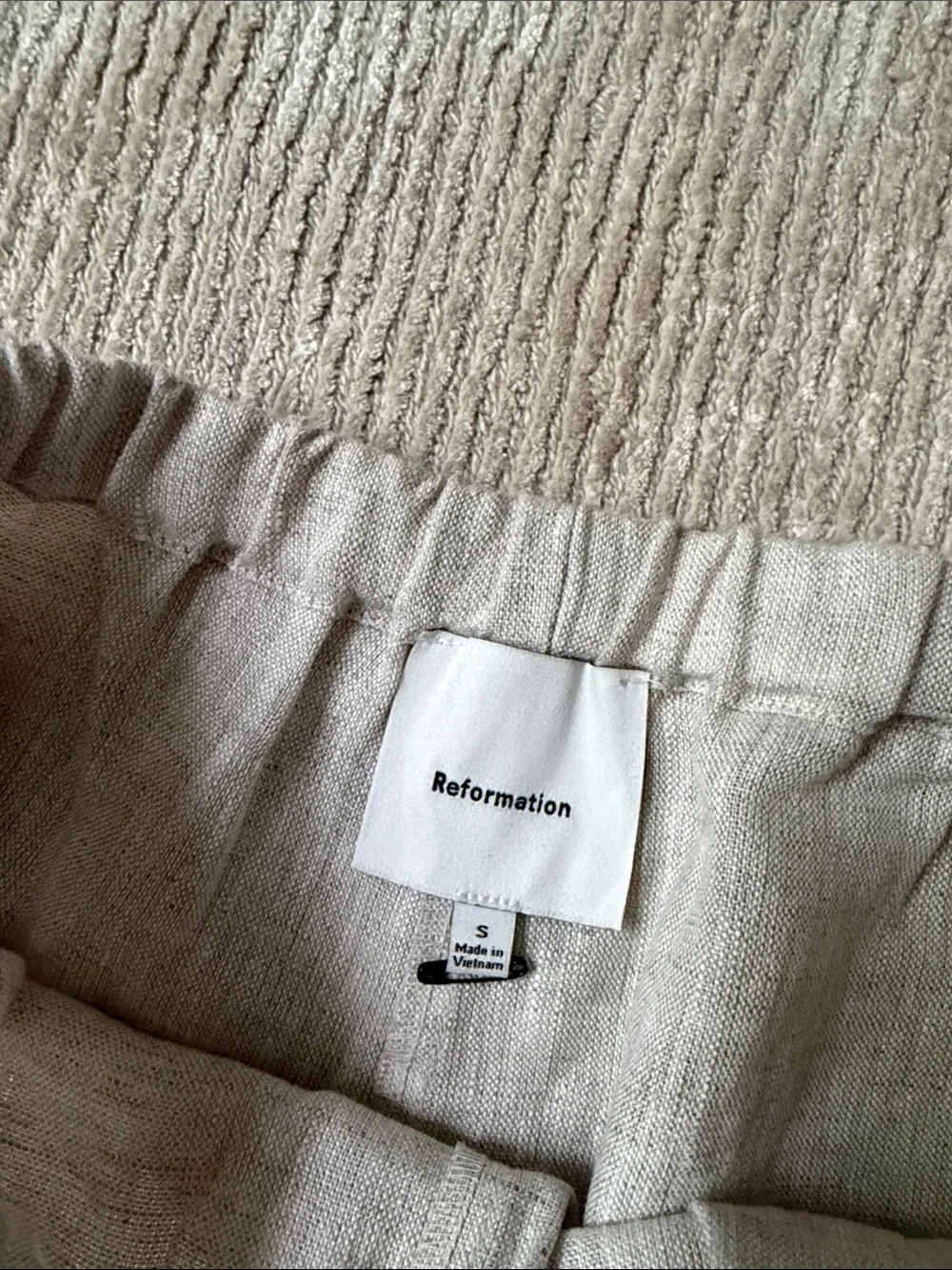 Reformation Olina Linen Pant in Oatmeal Beige Tan Size S NWOT
